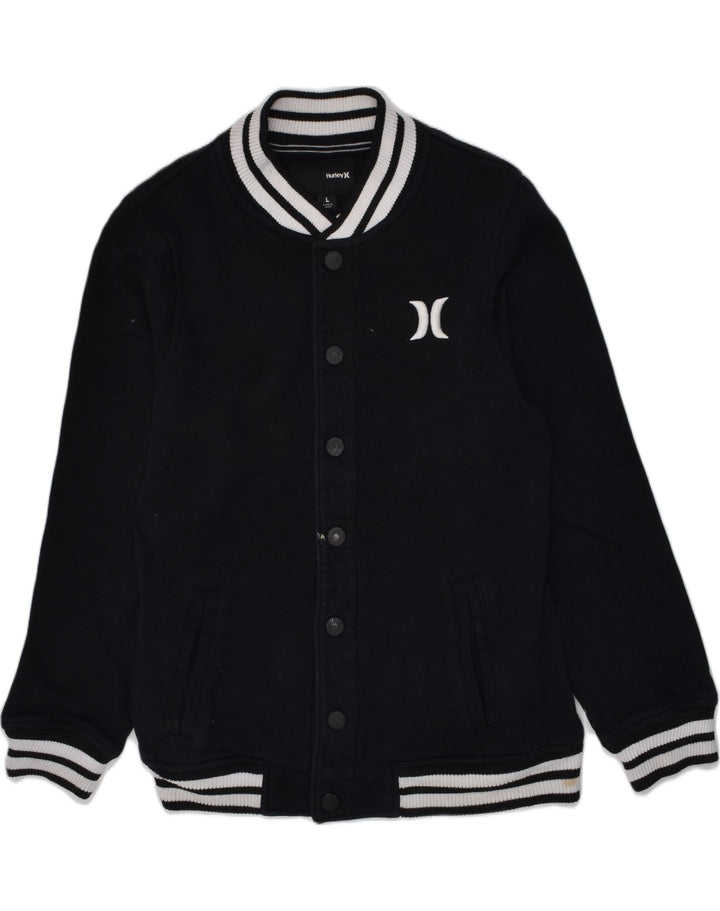 HURLEY Chaqueta universitaria gráfica para niños 11-12 años Grande Algodón negro