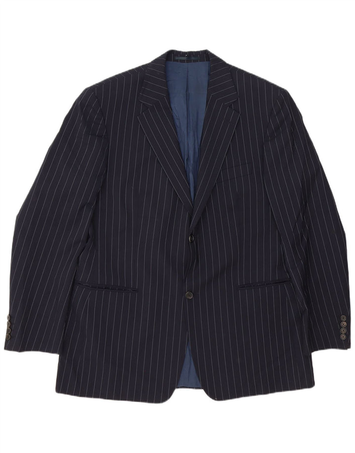 HUGO BOSS Mens 2 Button Blazer Jacket EU 54 2XL Navy Blue Pinstripe