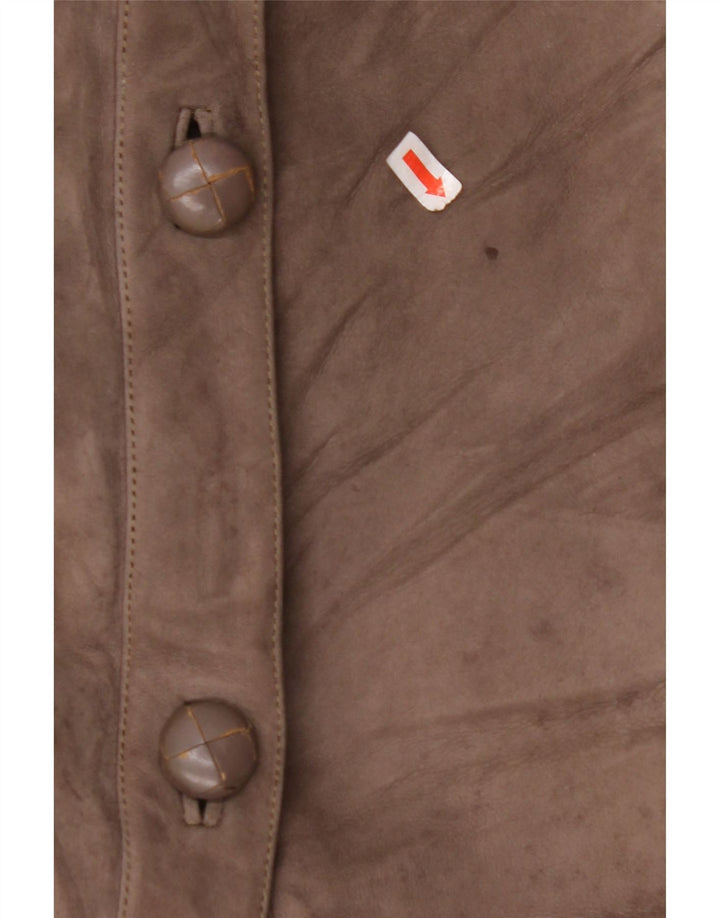 VINTAGE Abrigo de piel de oveja para mujer Reino Unido 14 Beige grande