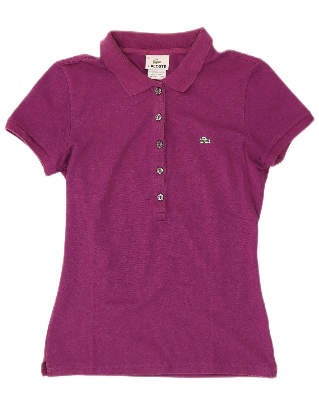 LACOSTE Polo para mujer Talla 36 Pequeño Algodón morado