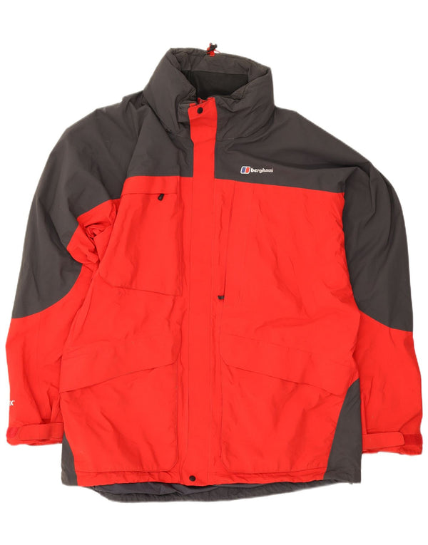 Berghaus Chaqueta impermeable con capucha para hombre UK 44 2XL Rojo Colorblock Poliamida