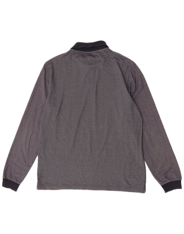 Champion Polo de manga larga de ajuste fácil para hombre, tamaño grande, algodón azul marino