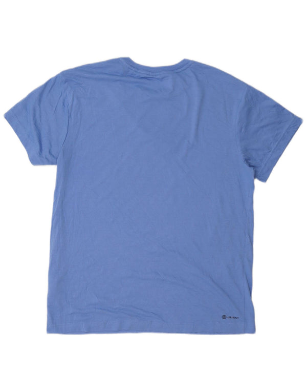 Adidas Mujer Aeroready Graphic Camiseta Top UK 12/14 Azul Medio Poliéster