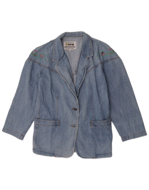 POP 84 Chaqueta tipo blazer vaquera con 2 botones para mujer UK 10 Small Blue