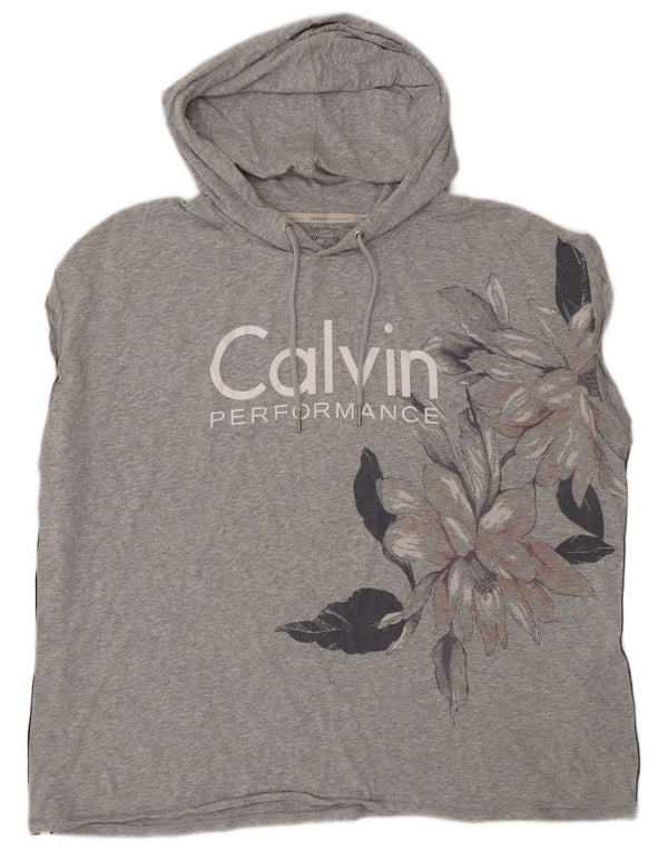 Calvin Klein Top sin mangas con estampado elástico y capucha para mujer UK 20 2XL Gris Floral
