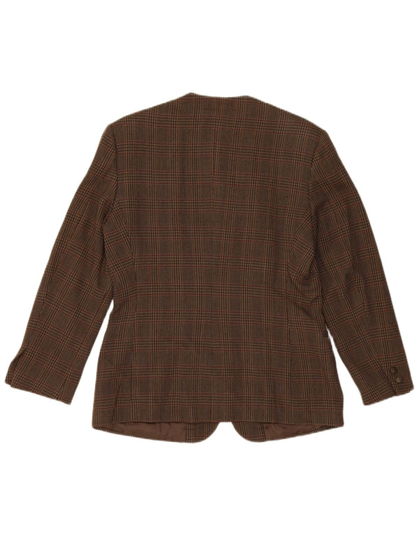 Filippo Alpi Chaqueta Blazer de 4 Botones para Mujer IT 46 Lana a Cuadros marrón Grande