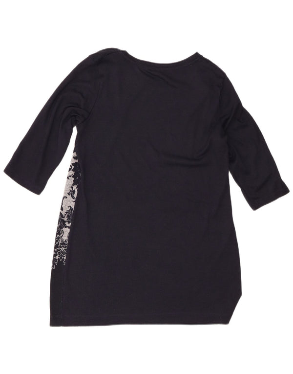Marks & Spencer Vestido recto de manga 3/4 para mujer UK 46 Large Azul marino Paisley