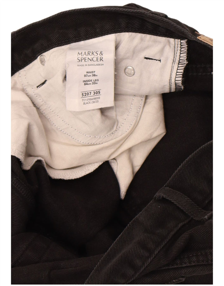 Marks & Spencer Vaqueros rectos para hombre W38 L33 Algodón negro