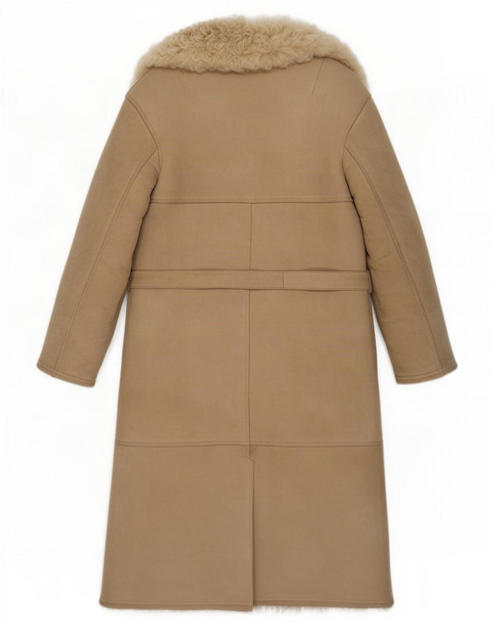 Vintage mujer shearling abrigo Reino Unido 8 pequeño beige