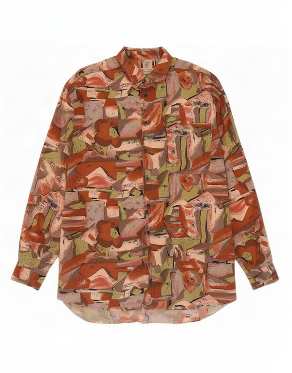 Angelo Litrico Camisa Hombre Estampado Abstracto Talla 43/44 XL Seda Multicolor