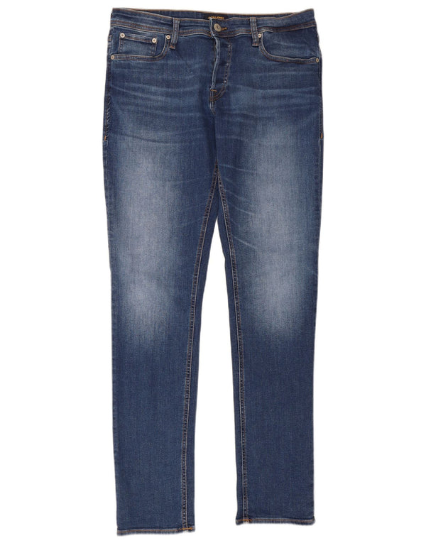 Jack & Jones Mens Low Waist Skinny Jeans W34 L34 Blue Cotton