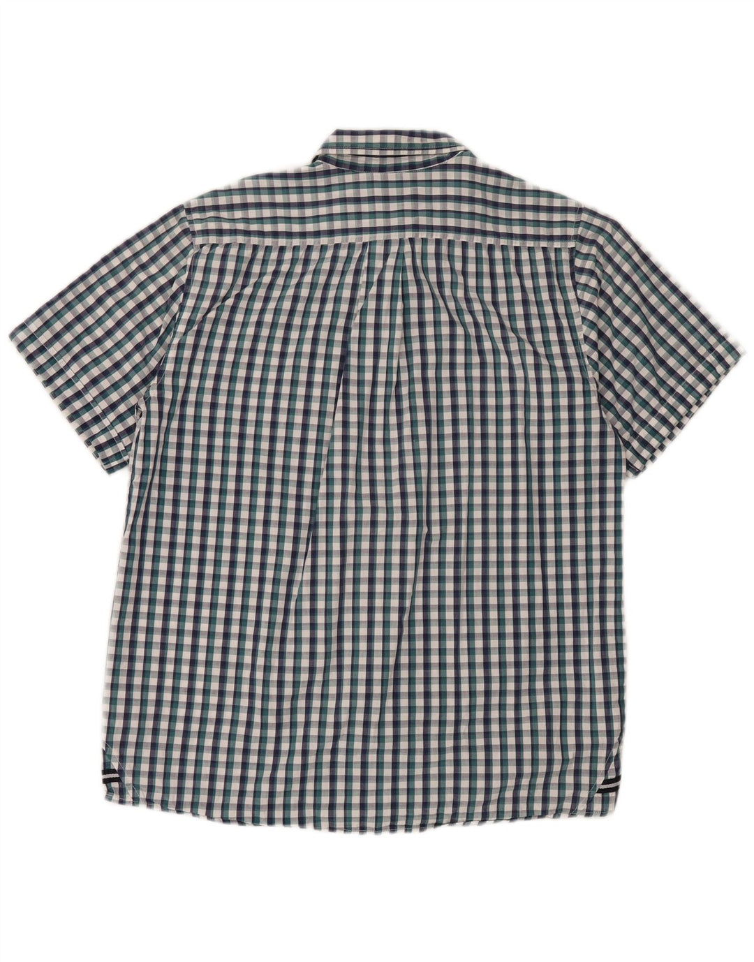 Sergio Tacchini Camisa de manga corta para hombre de algodón a cuadros azul grande