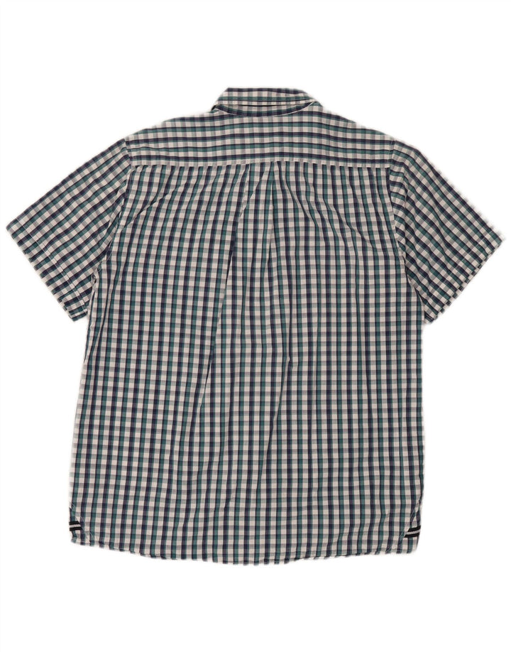 Sergio Tacchini Camisa de manga corta para hombre de algodón a cuadros azul grande