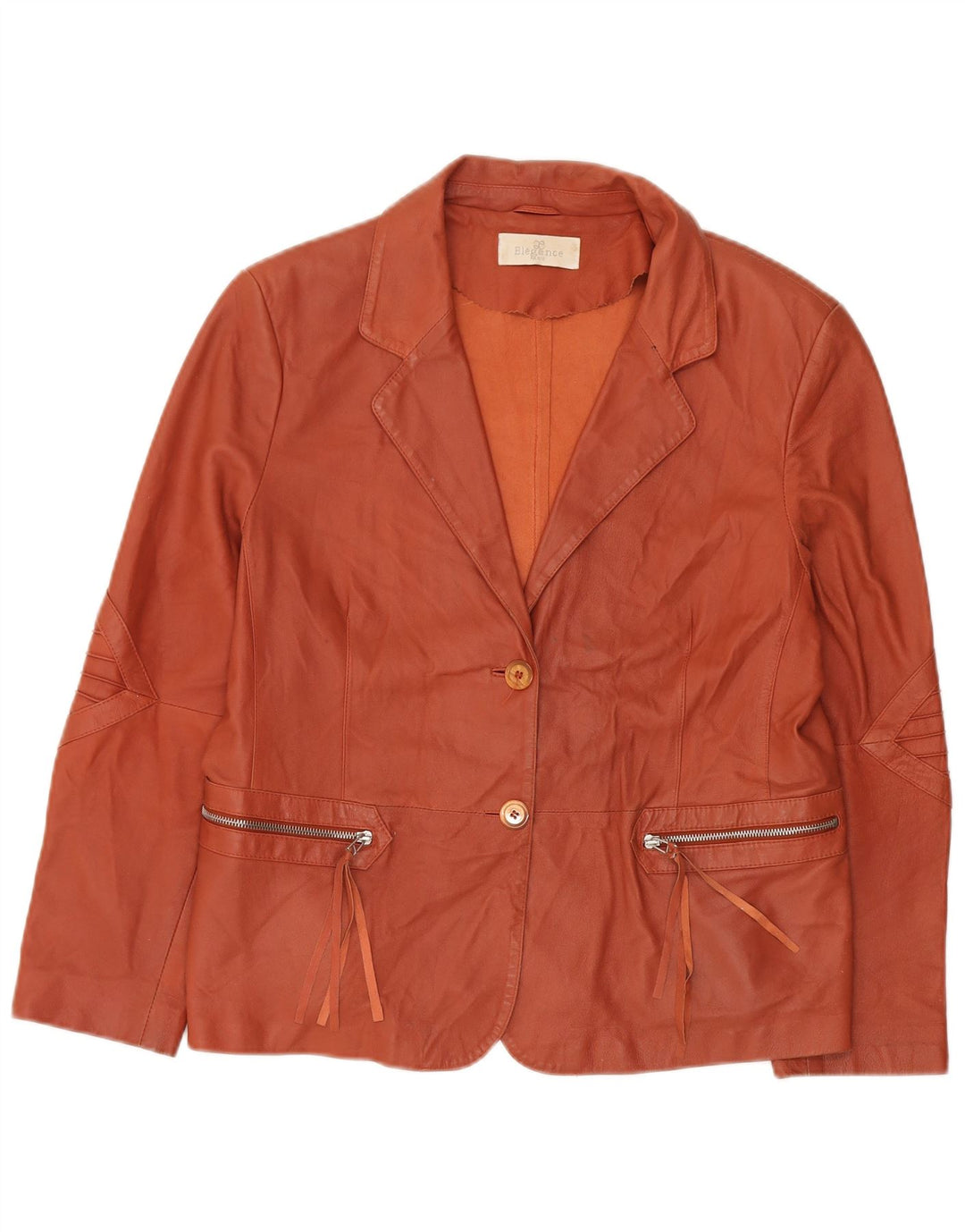 ELEGANCE PARIS Chaqueta tipo blazer de 2 botones para mujer UK 20 2XL Cuero marrón