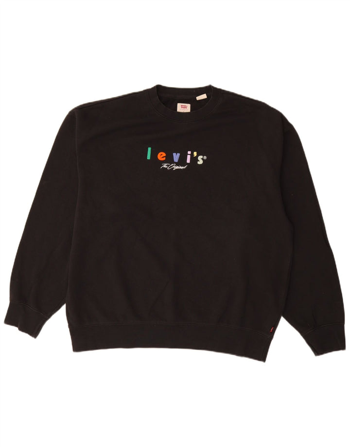 LEVI'S Hombre Relaxed Graphic Sudadera Jumper Grande Algodón Negro