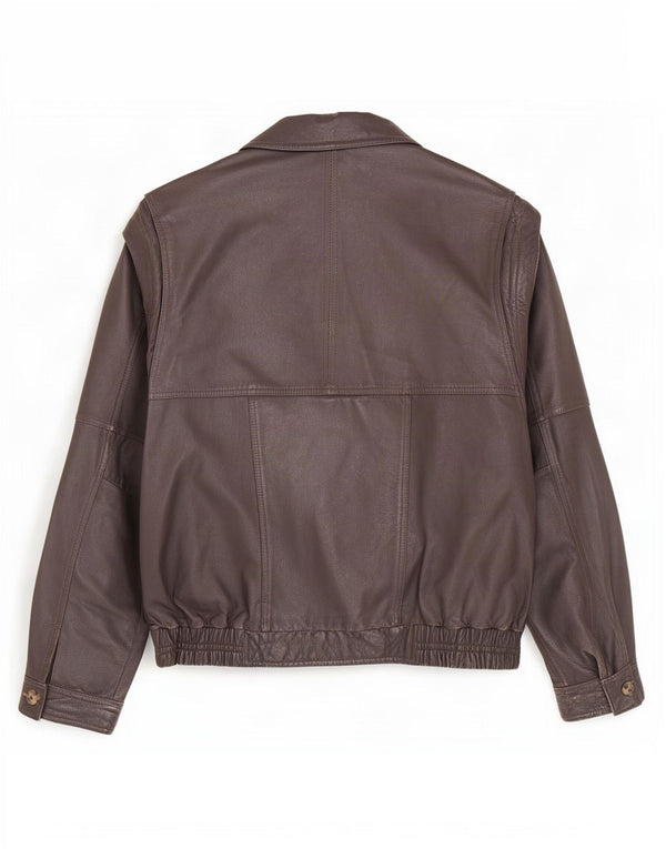Chaqueta de cuero vintage para hombre Reino Unido 42 XL Marrón