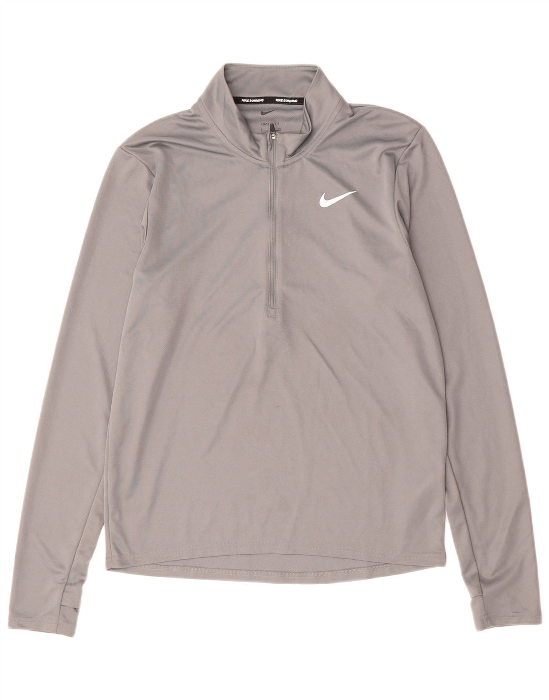 NIKE Hombre Dri Fit Zip Neck Jersey Chándal Top Pequeño Gris Poliéster