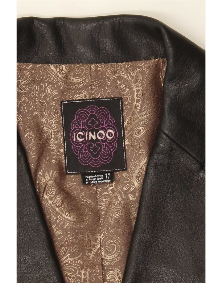 Icinoo Chaqueta Blazer de Cuero con 1 botón para Mujer UK 10 Small Black