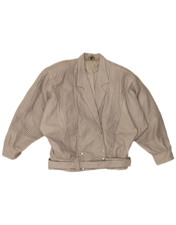 GABRIELLA BENELLI Chaqueta extragrande para mujer EU 36 Small Grey Leather