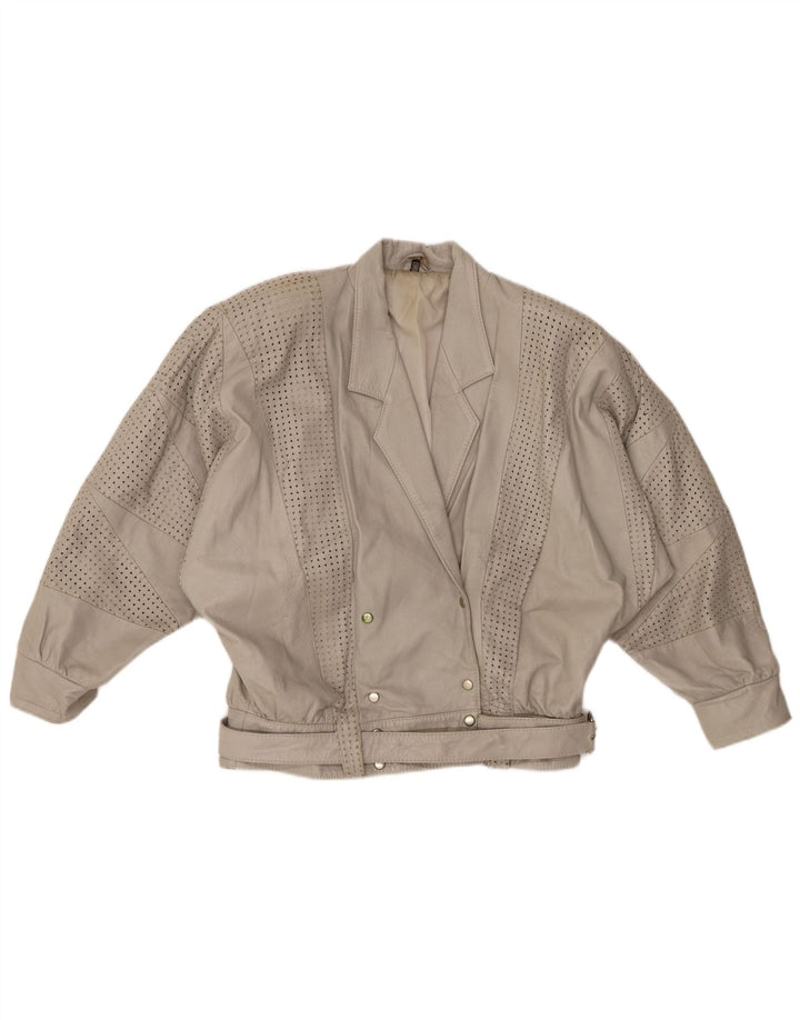 GABRIELLA BENELLI Chaqueta extragrande para mujer EU 36 Small Grey Leather