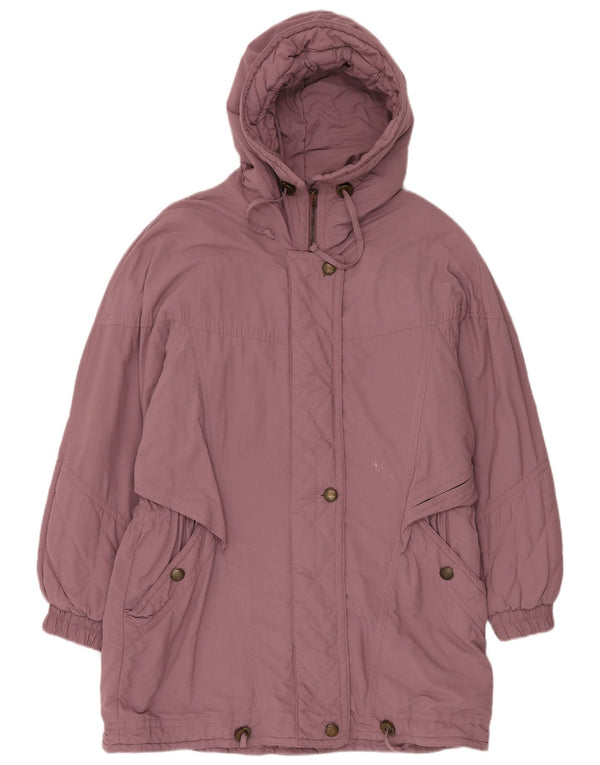 VINTAGE Abrigo cortavientos con capucha para mujer EU 42 Poliéster morado grande