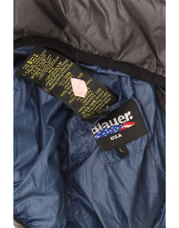 Blauer Chaqueta acolchada con capucha para hombre UK 40 Large Grey Polyamide