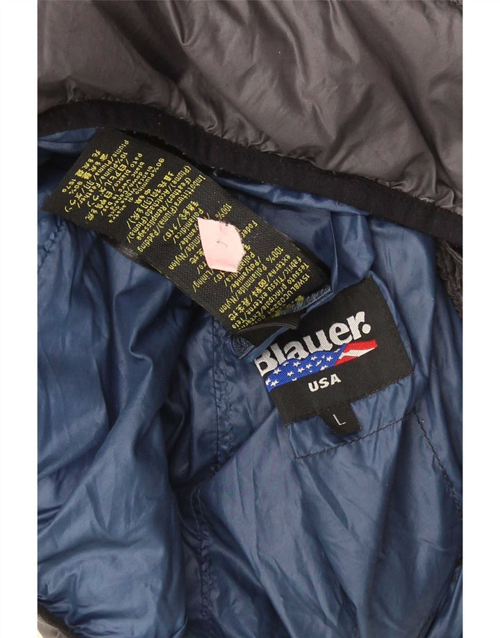 Blauer Chaqueta acolchada con capucha para hombre UK 40 Large Grey Polyamide