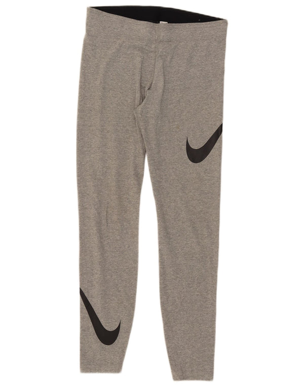 Nike Womens Graphic Leggings UK 14 Medium  Grey Cotton