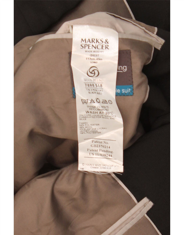 Marks & Spencer Chaqueta tipo blazer de 3 botones para hombre UK 46 XL Poliéster negro