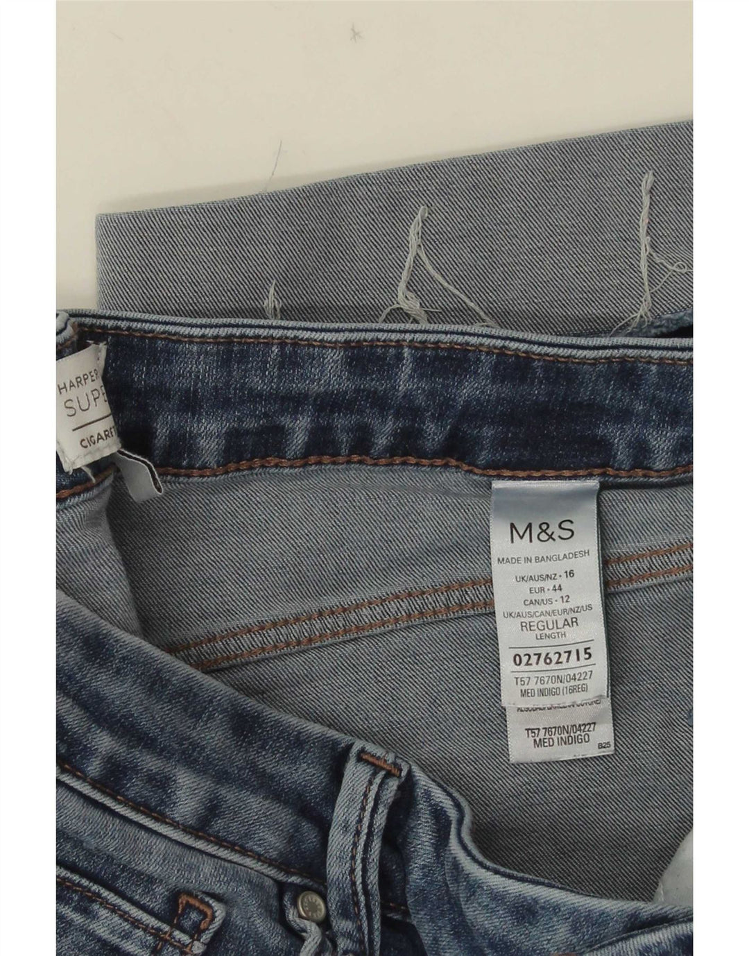 Marks & Spencer Jeans rectos Harper para mujer Reino Unido 46 Grande W32 L25 Azul