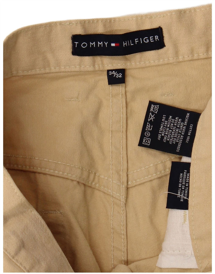 TOMMY HILFIGER Pantalones informales rectos para hombre W34 L32 Algodón beige