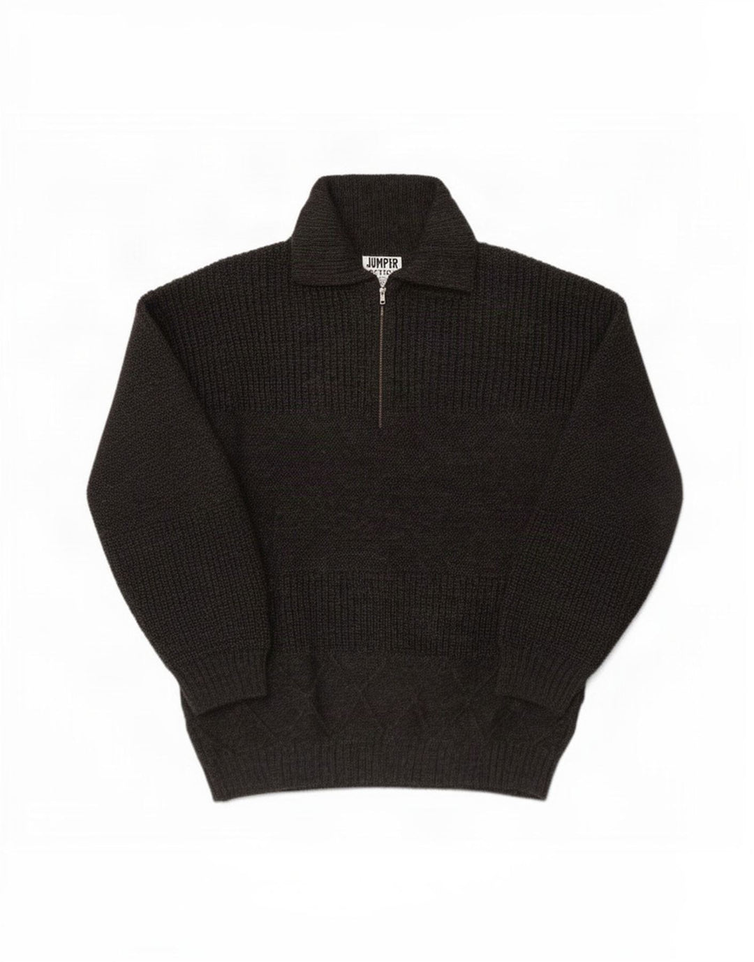 Vintage hombres polo cuello jersey suéter medio gris lana