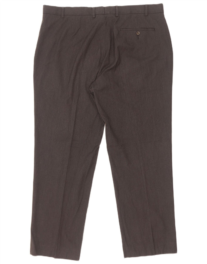 Marks & Spencer Pantalón de traje de corte regular para hombre W38 L29 Poliéster gris