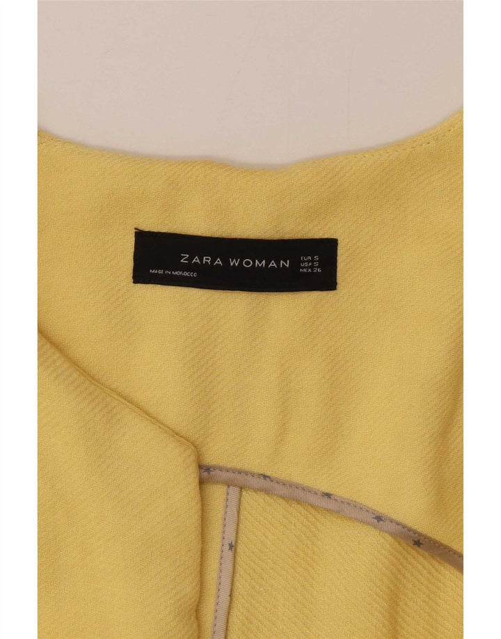 Zara Mujer Abrigo Abierto UK 10 Small Viscosa Amarilla