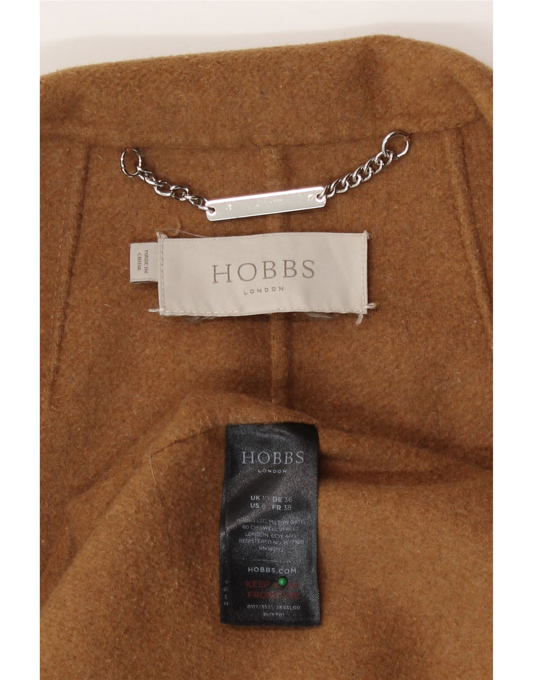 Hobbs Abrigo para mujer UK 10 Small Lana marrón