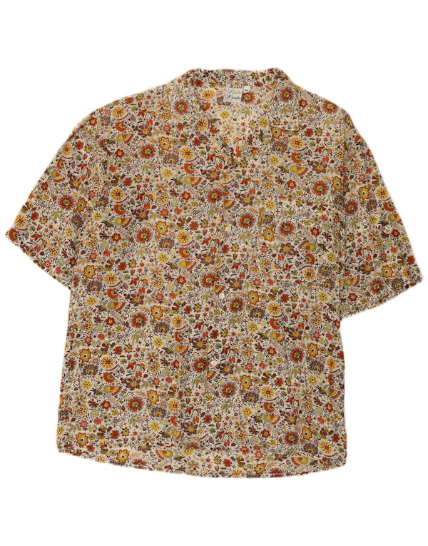 Vintage hombres camisa de manga corta medio multicolor floral