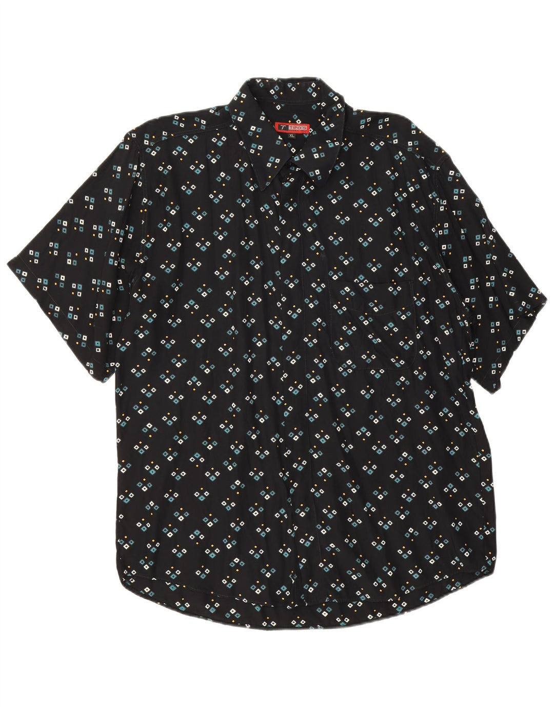 Tipo' S Camisa De Manga Corta Hombre XL Viscosa Geométrica Negra