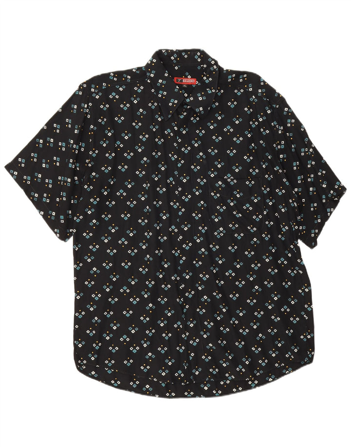 Tipo' S Camisa De Manga Corta Hombre XL Viscosa Geométrica Negra
