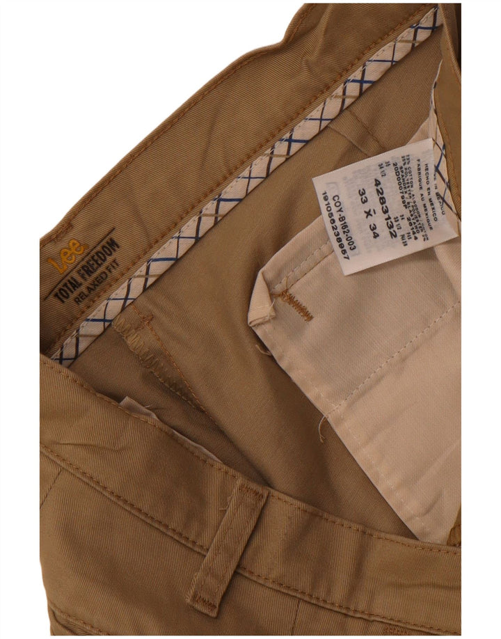 Pantalones chinos de corte relajado para hombre Lee W33 L34 Algodón beige