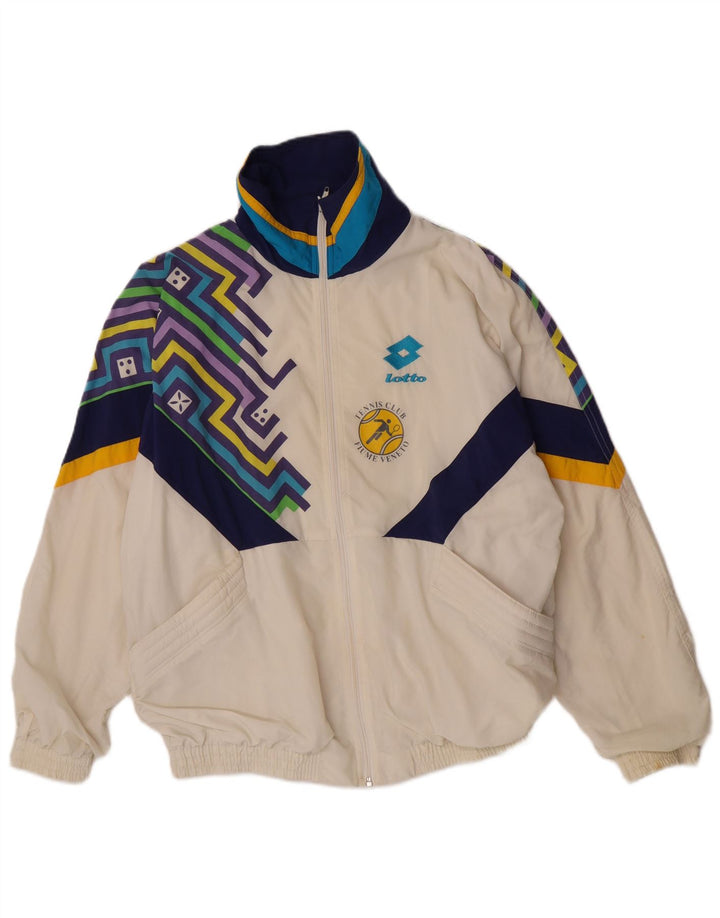 Lotto Mens Graphic Chándal Top Chaqueta Grande Blanco Roto Geométrico Retro