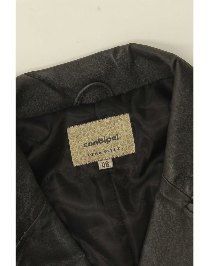 Conbipel Chaqueta Blazer de Cuero con 3 Botones para Mujer IT 48 XL Negro