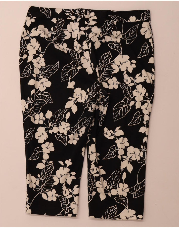 CHAPS Pantalones capri rectos para mujer US 16 2XL W38 L20 Algodón floral negro