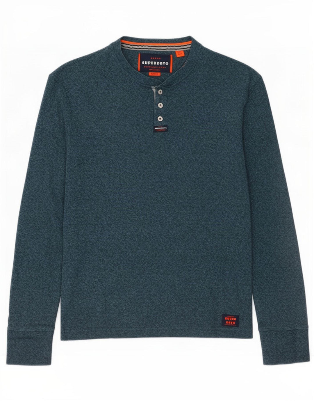 Superdry Hombre Top De Manga Larga De Algodón Moteado Verde Medio