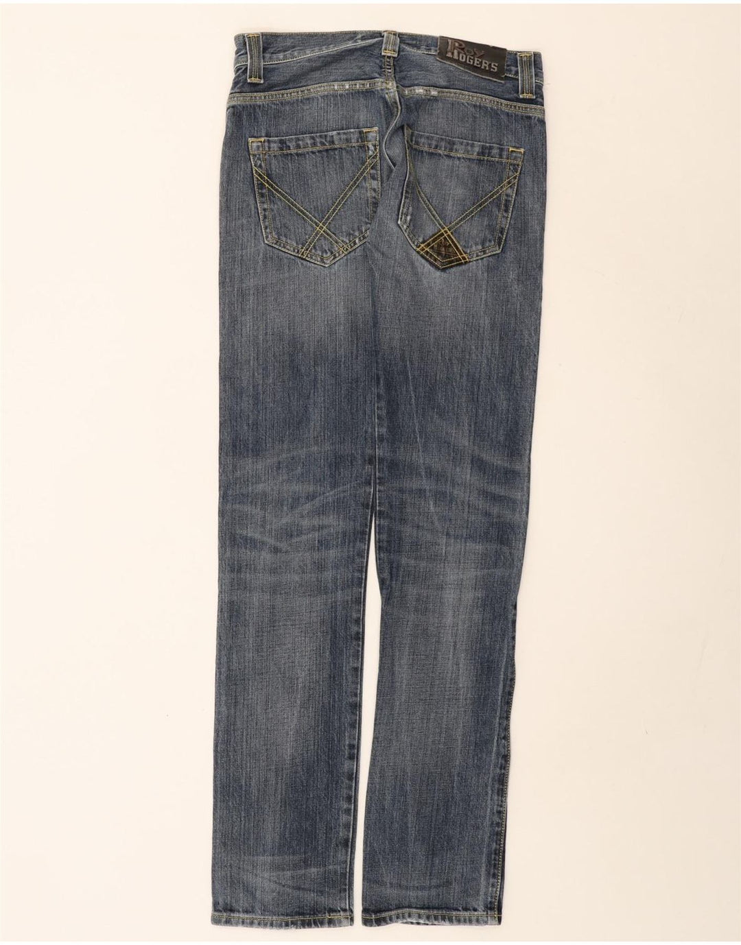 Roy Rogers Vaqueros rectos desgastados para hombre W30 L35 algodón azul