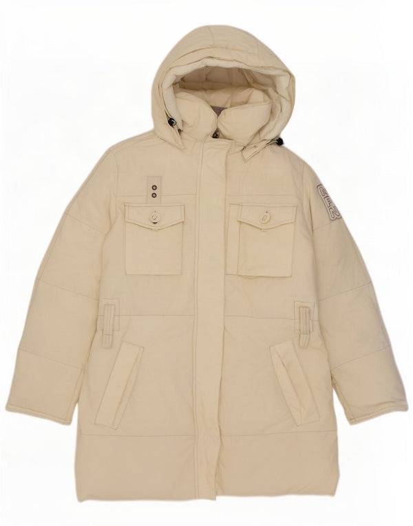 Murphy & Nye Abrigo acolchado con capucha y gráfico extragrande para mujer UK 10 Small White