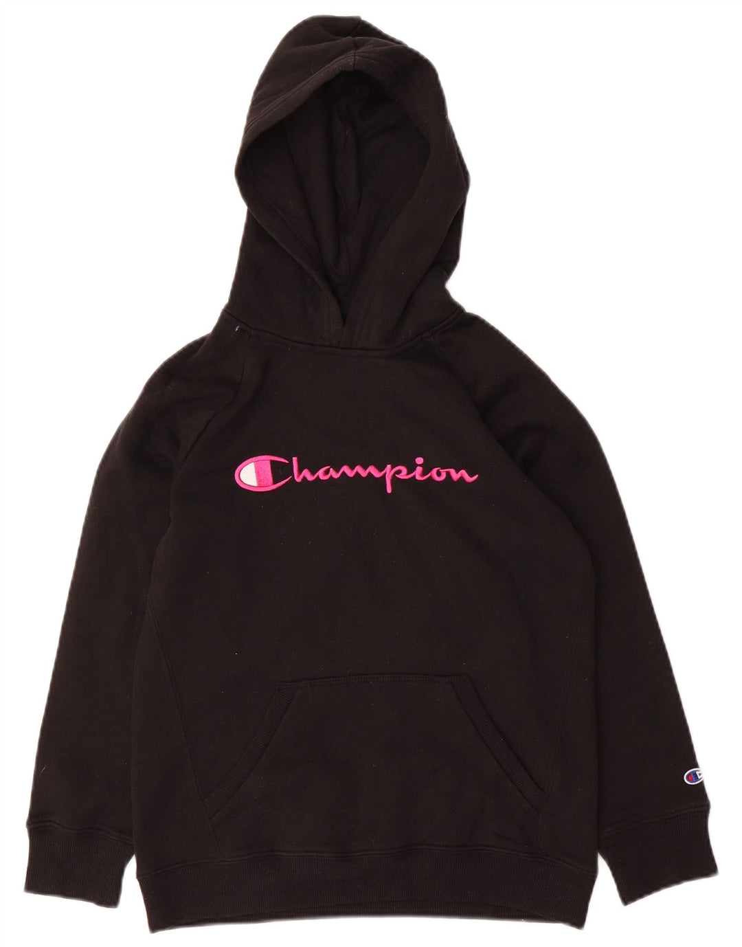 CHAMPION Jersey con capucha gráfica para niñas 11-12 años Grande Negro
