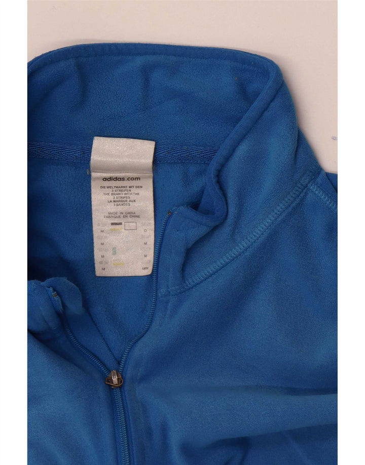 Adidas Mujer Loose Fit Zip Neck Top Manga Larga Poliéster Azul Medio