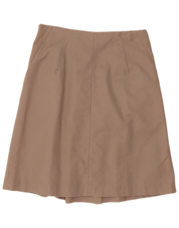 Zara Falda Midi Mujer UK 12 Medium W28 Algodón Beige