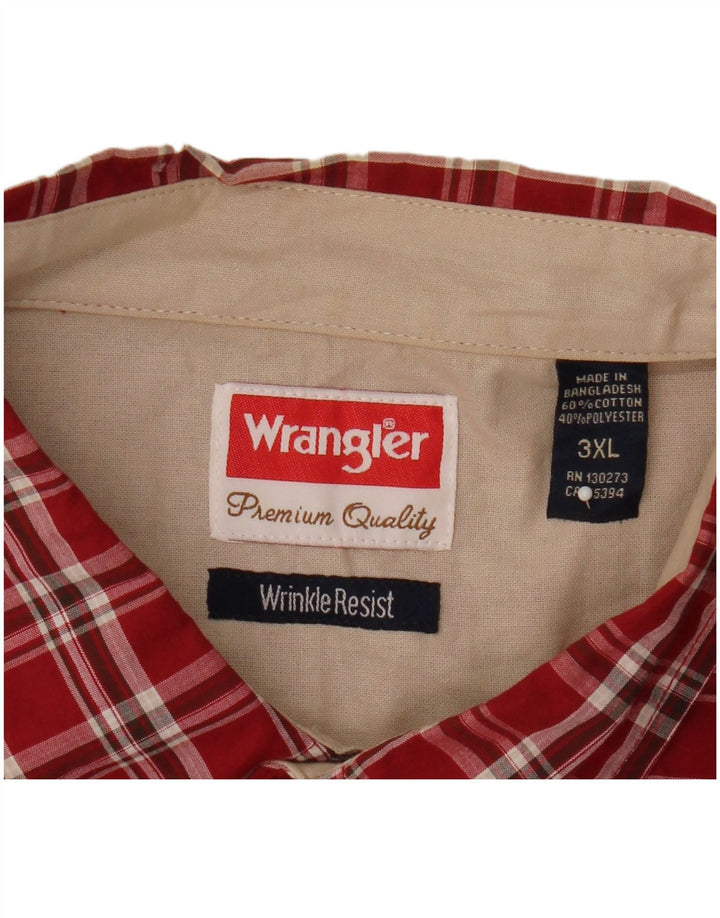 Wrangler Camisa De Manga Corta Para Hombre 3XL Algodón A Cuadros Rojos