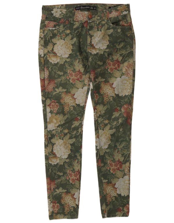 Zara Mujer Pantalones Jegging EU 38 Small W28 L30 Verde Floral